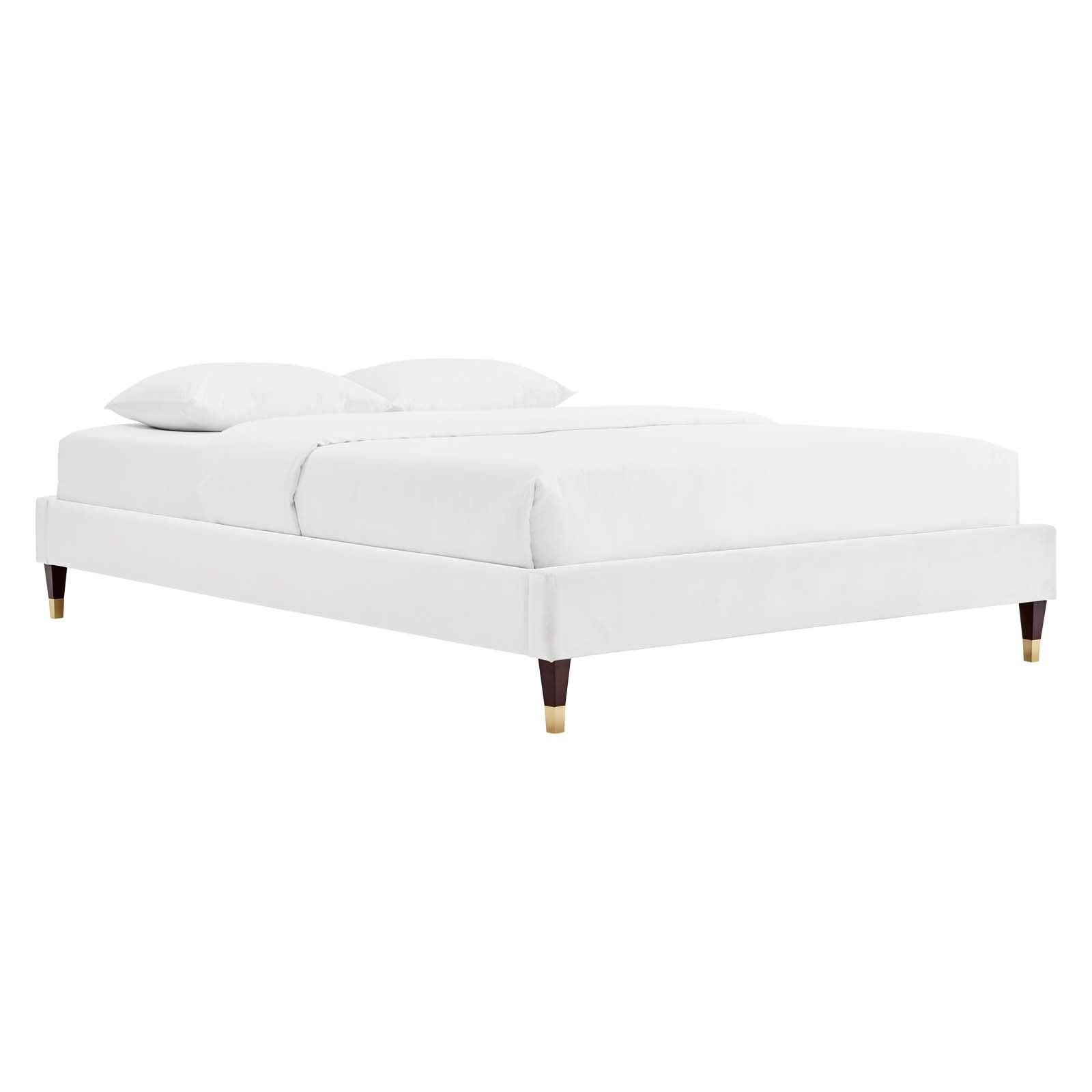 Modway Mod-6268-Whi Harlow Twin Performance Velvet Platform Bed Frame, White